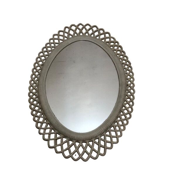 Vintage Wall Mirror Mid-Century Modern Oval Sunburst Frame - Picture 1 of 3